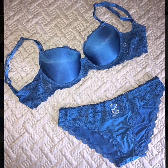 cobalt blue bra and panty set